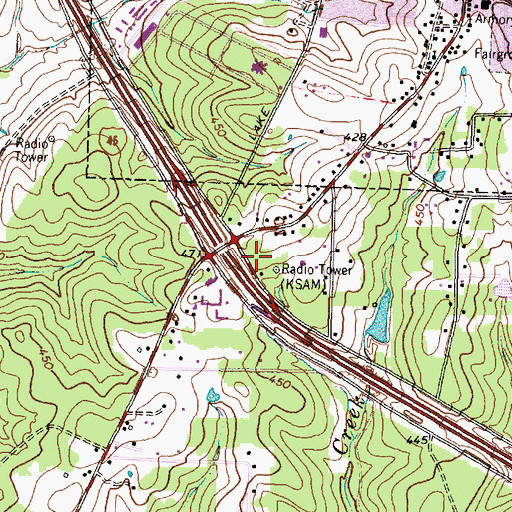 Topographic Map of KSAM-AM (Huntsville), TX