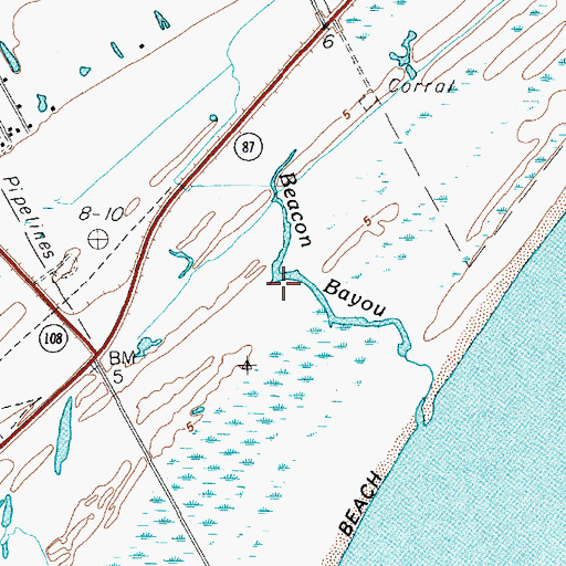 Topographic Map of Beacon Bayou, TX