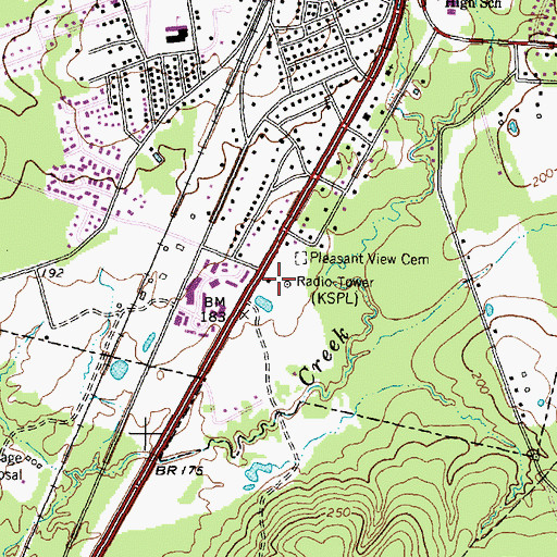 Topographic Map of KSPL Radio Tower (Huntsville), TX