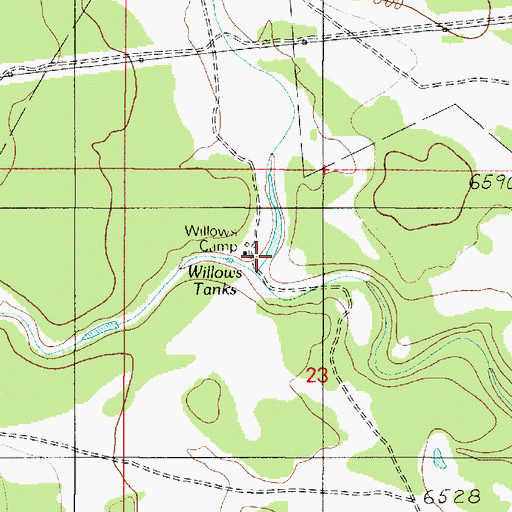 Topographic Map of Willows Tanks, AZ