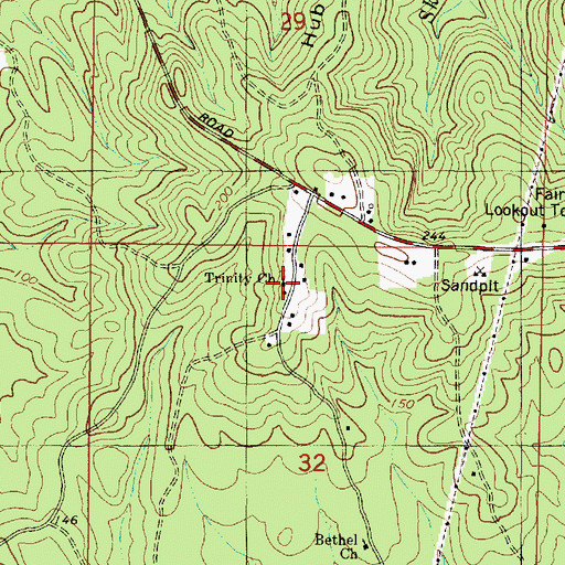 Topographic Map of Trinity Church, AL