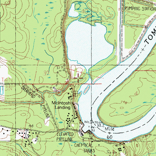 Topographic Map of Vaughns Landing (historical), AL