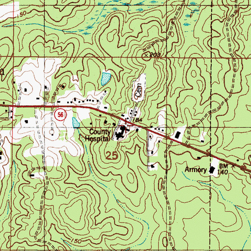Topographic Map of Washington County Hospital and Nursing Home, AL