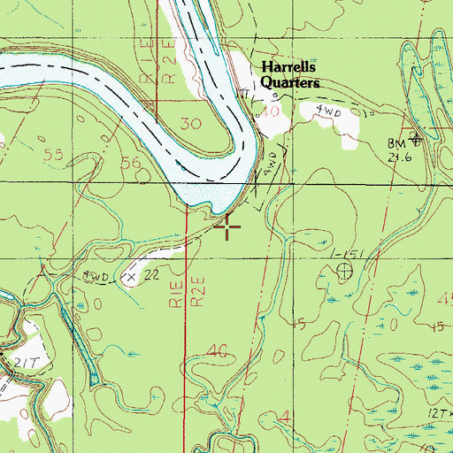 Topographic Map of Whistlers Landing (historical), AL