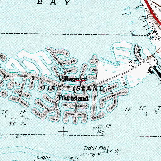 Topographic Map of Village of Tiki Island, TX