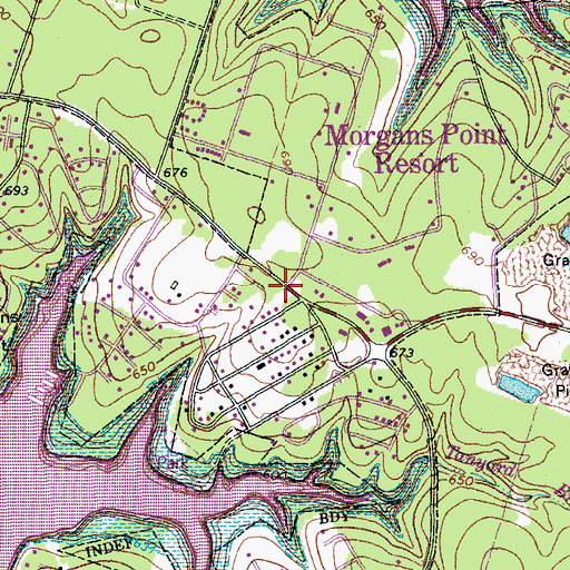 Topographic Map of Morgans Point Resort, TX