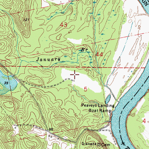 Topographic Map of Atchison (historical), AL