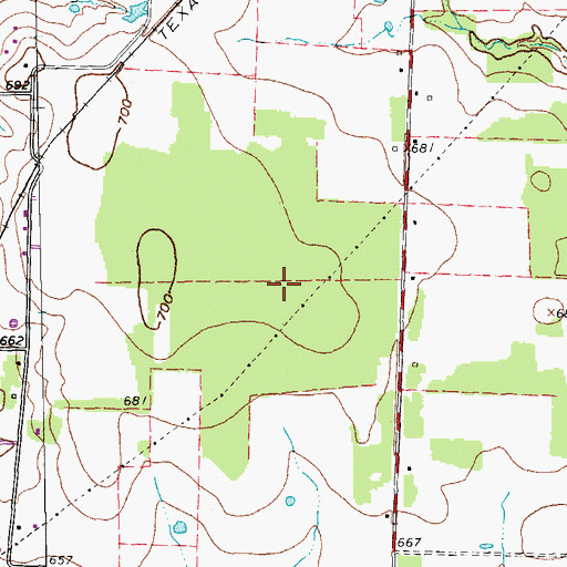 Topographic Map of Krugerville, TX