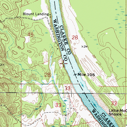 Topographic Map of Atkinson Landing (historical), AL