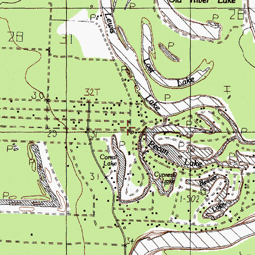 Topographic Map of Dayton Lakes, TX