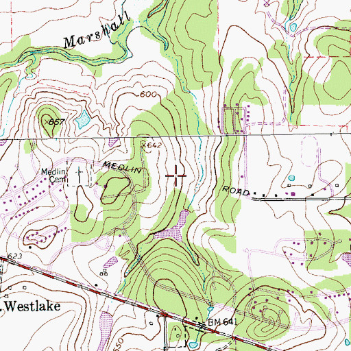 Topographic Map of Trophy Club, TX