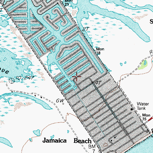 Topographic Map of Jamaica Beach, TX