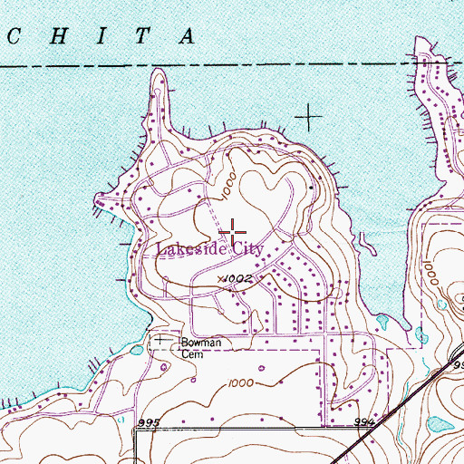 Topographic Map of Lakeside City, TX