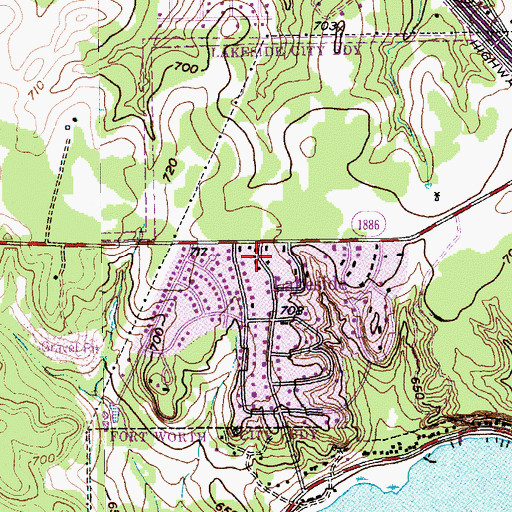 Topographic Map of Lakeside, TX