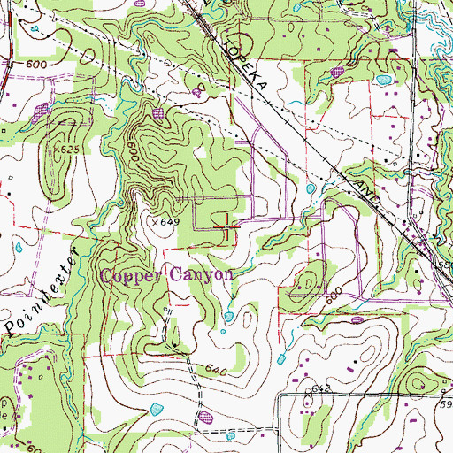 Topographic Map of Copper Canyon, TX