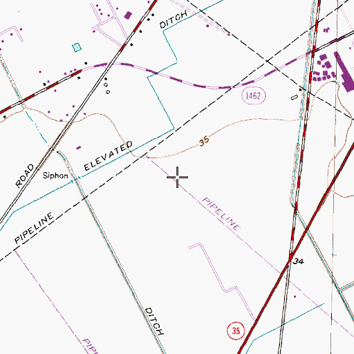 Topographic Map of Hillcrest, TX
