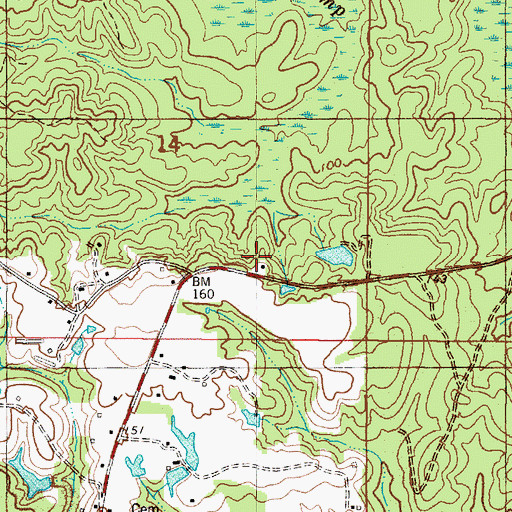 Topographic Map of Beach Store (historical), AL