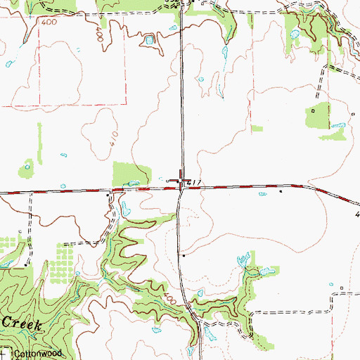 Topographic Map of Cottonwood, TX