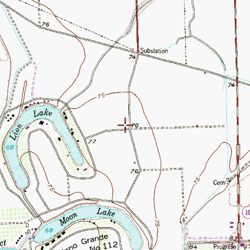 Topographic Map of Progreso Lakes, TX