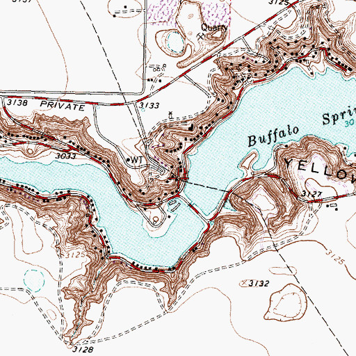 Topographic Map of Buffalo Springs, TX