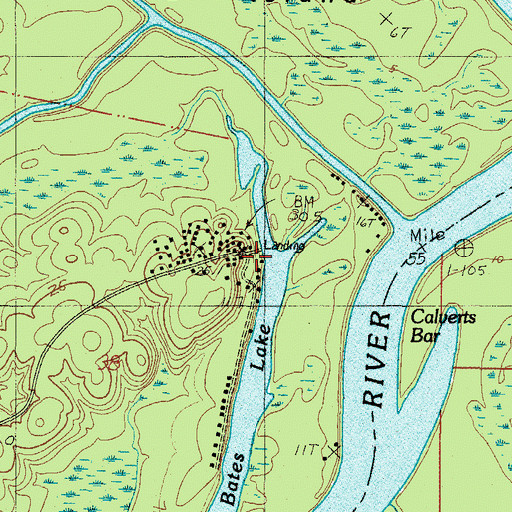 Topographic Map of Bilbos Landing (historical), AL