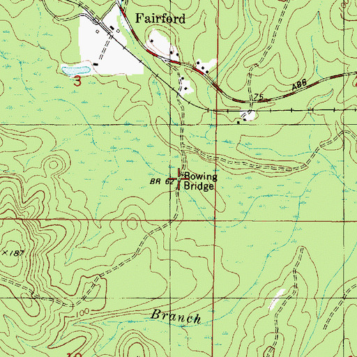 Topographic Map of Bowing Bridge, AL