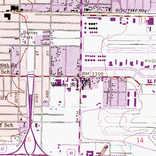 Topographic Map of Wilson School, AZ