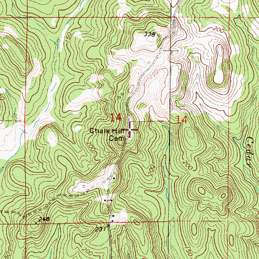 Topographic Map of Chalk Hill Baptist Church (historical), AL