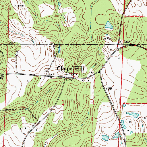 Topographic Map of Chapel Hill Baptist Church, AL