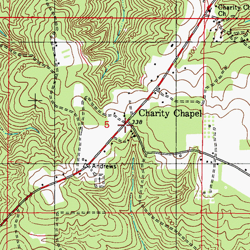 Topographic Map of Charity Chapel School (historical), AL