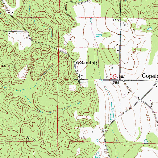 Topographic Map of Copeland Church of God, AL