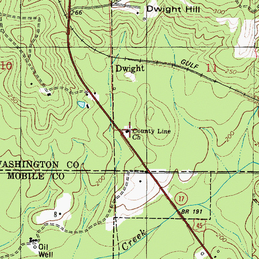 Topographic Map of County Line Missionary Baptist Church, AL