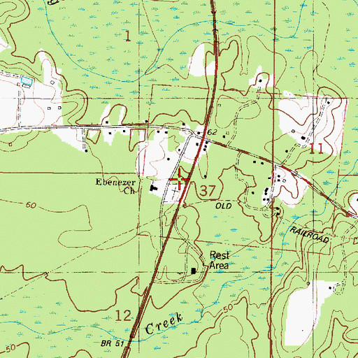 Topographic Map of Ebenezer School (historical), AL