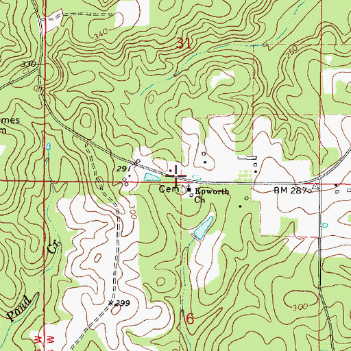 Topographic Map of Epworth, AL
