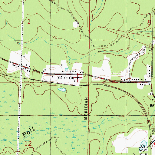 Topographic Map of Faith Church of the Nazarene, AL