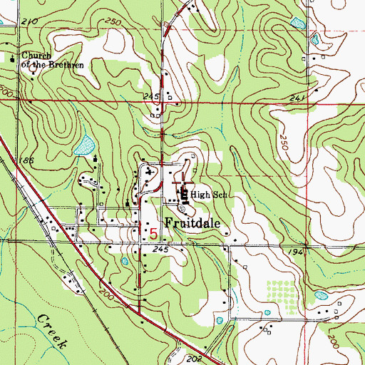 Topographic Map of Fruitdale High School, AL