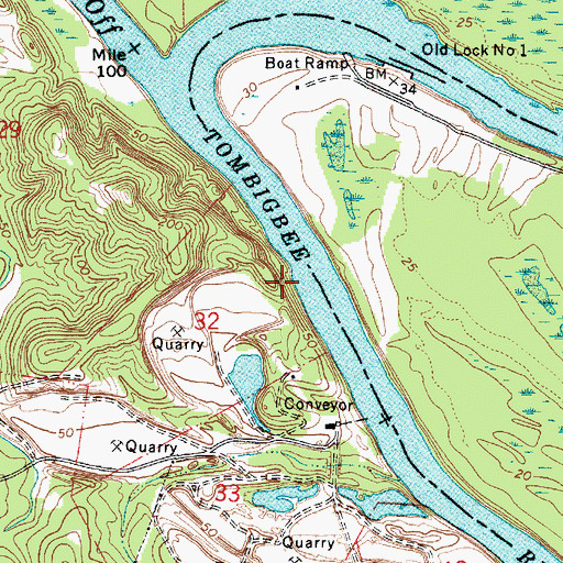Topographic Map of Gardys Landing (historical), AL