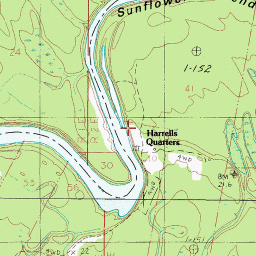 Topographic Map of Harolds Landing (historical), AL