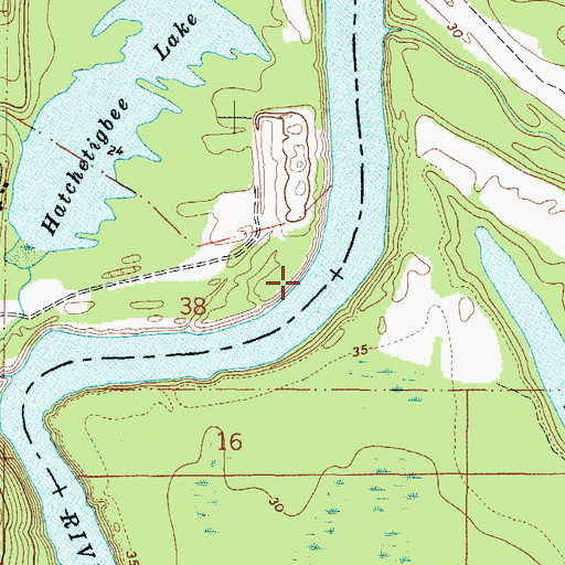 Topographic Map of Hatchetigbee Landing (historical), AL