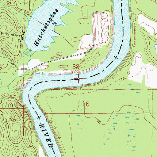 Topographic Map of Hatchitigbee Bar, AL