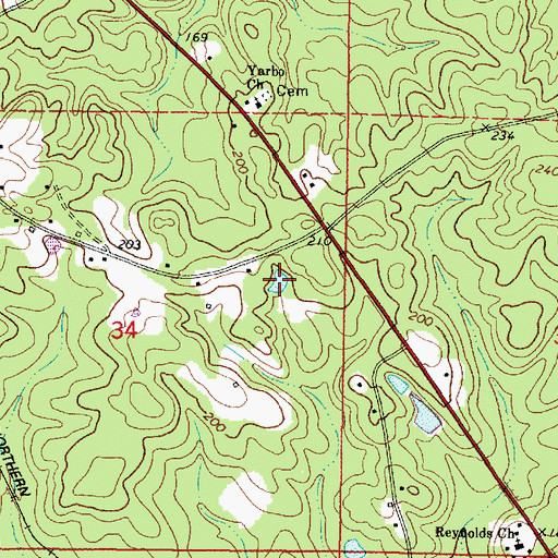 Topographic Map of Highland Pond, AL