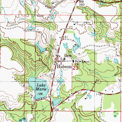 Topographic Map of Hobson, AL