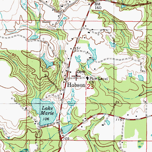 Topographic Map of Hobson Assembly of God Church, AL