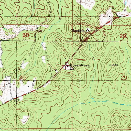 Topographic Map of Howard Town Baptist Church, AL