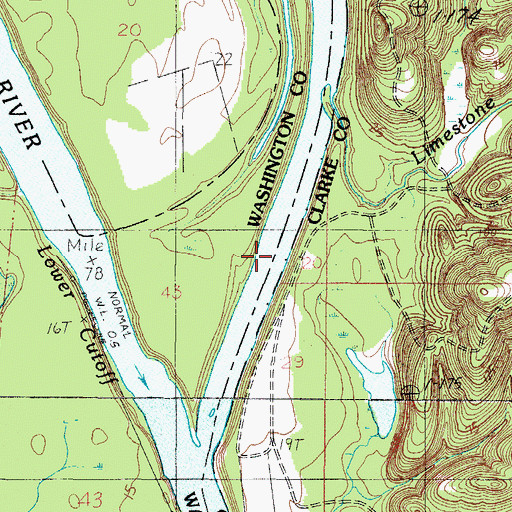 Topographic Map of Keiths Gin Landing (historical), AL