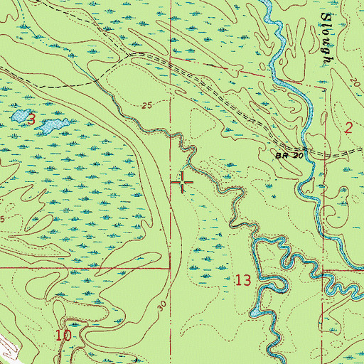 Topographic Map of L J Wilsons Landing (historical), AL