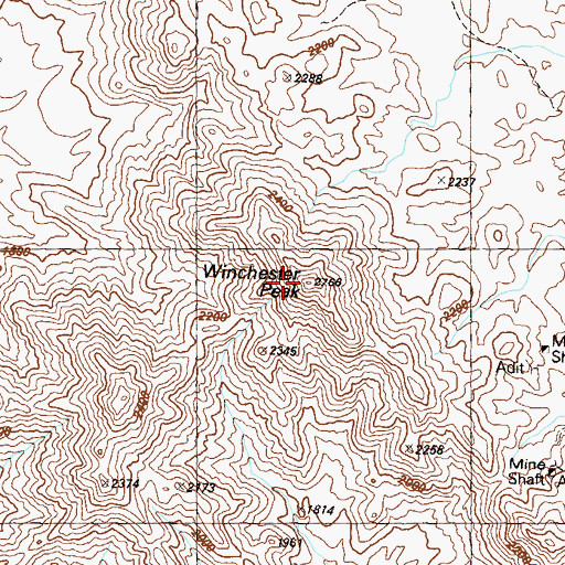 Topographic Map of Winchester Peak, AZ