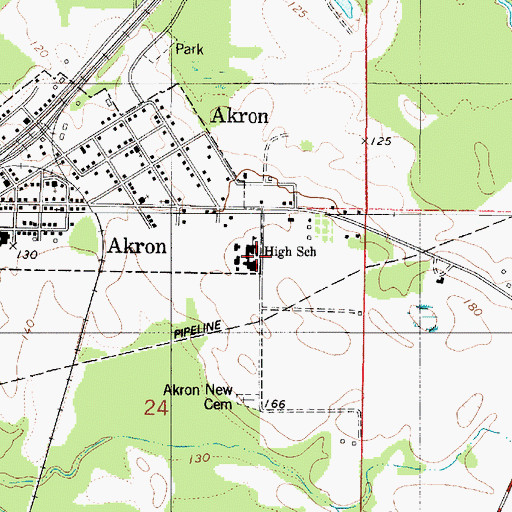 Topographic Map of Akron High School, AL