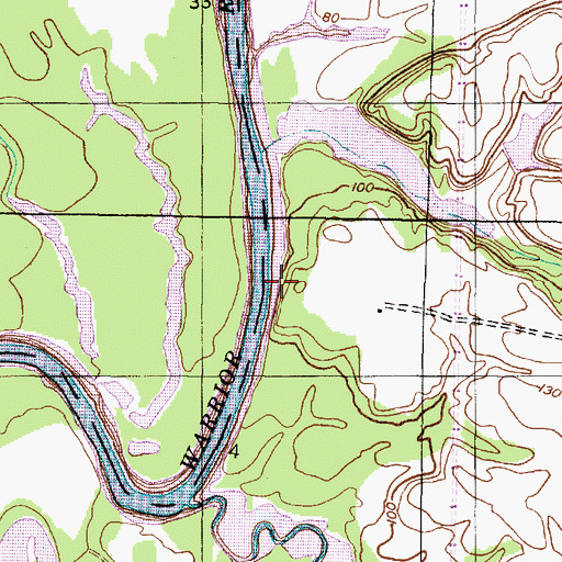 Topographic Map of Arcola Ferry (historical), AL