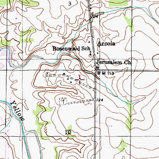 Topographic Map of Arcola School (historical), AL